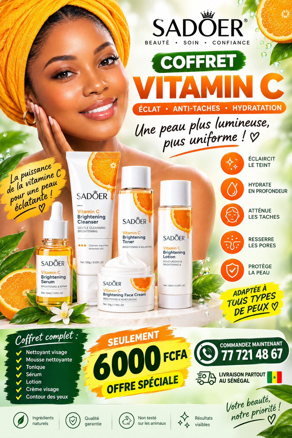 Coffret Soins Visage SADOER — Vitamine C (Format Voyage)