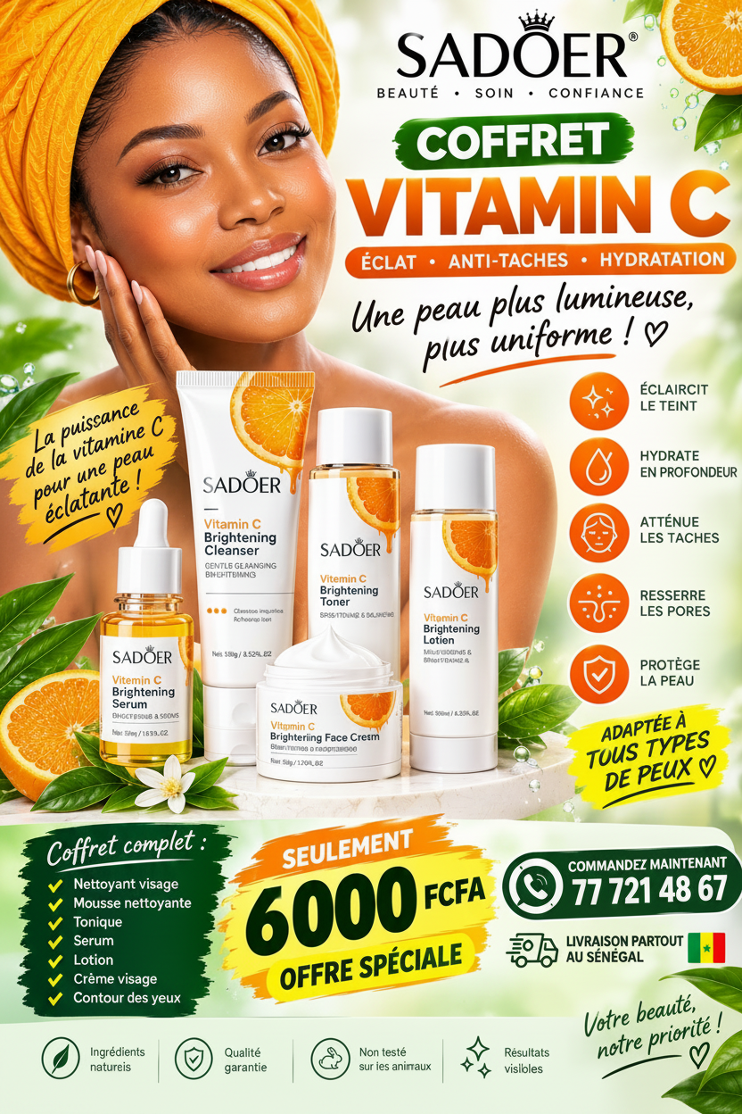 Coffret Soins Visage SADOER — Vitamine C (Format Voyage)